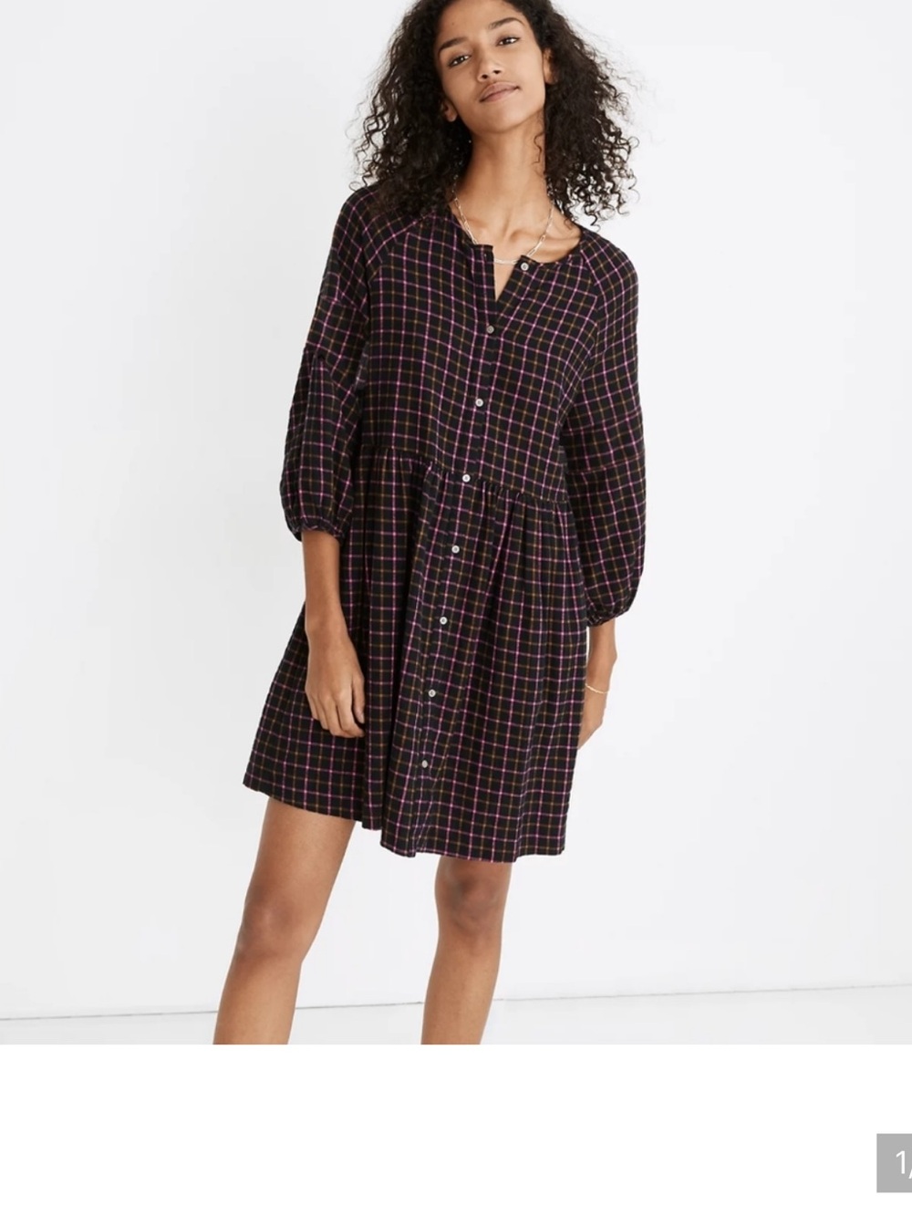 Madewell Dress Plaid Flannel Raglan Button Down Dress NWT size 2